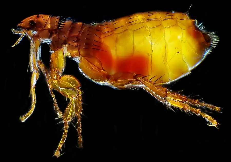 Macskabolha (Ctenocephalides felis), kis, sötét, erősen ugró bolharovar